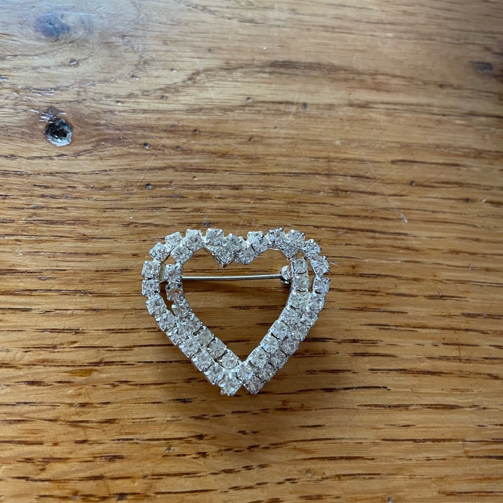Rhinestone heart pin